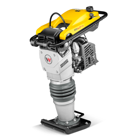 Yellow and black Wacker Neuson BS60-4 rammer compactor machine, used for soil compaction.
