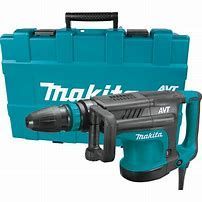 Orange and black AVC rotary hammer drill with a drill bit extended.