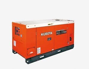 Orange Kubota generator with a white top, in a studio setting.