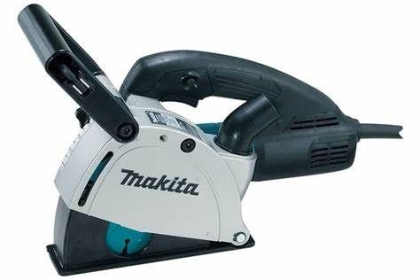 Makita concrete wall chaser, light gray and black, with handle and dust extraction port.