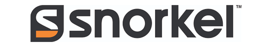 Snorkel logo with a black and orange emblem and the word 