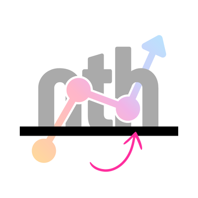A graphic of a graph with a pink arrow pointing up.