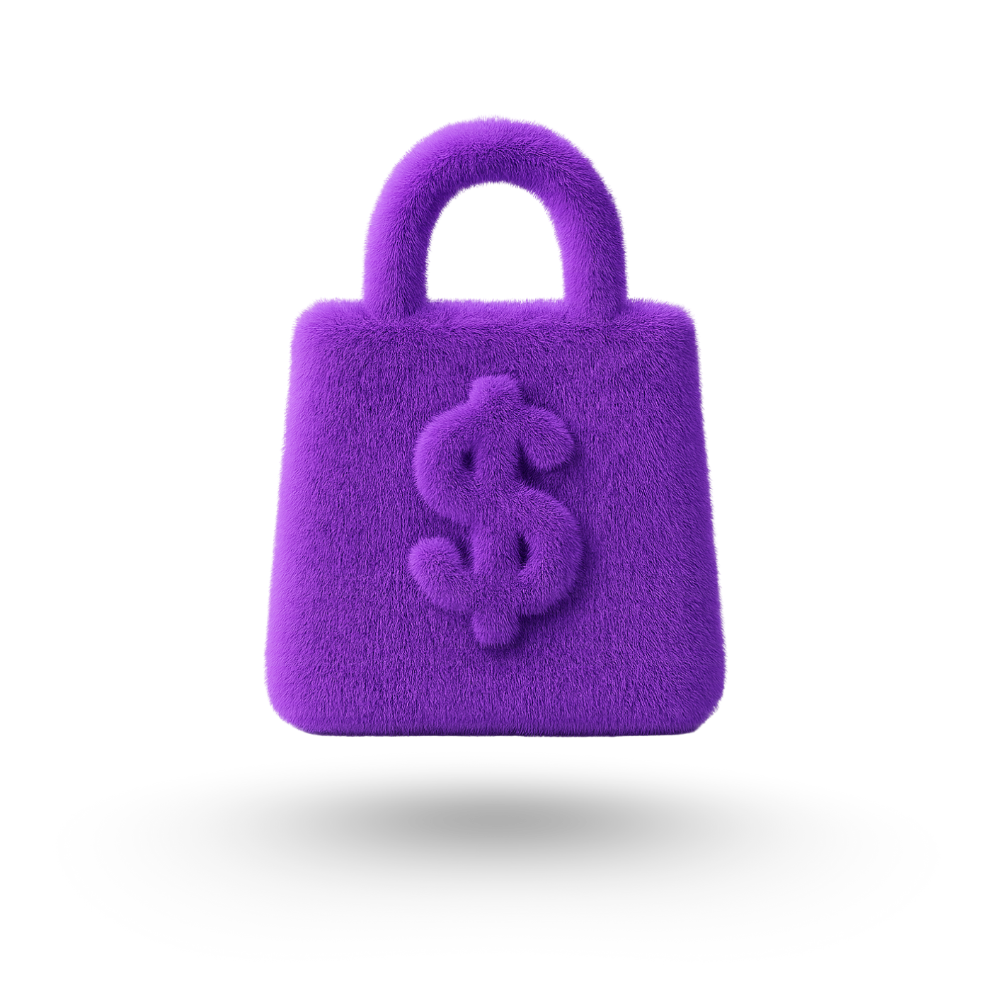 Borsa della spesa viola con motivo a forma di dollaro.
