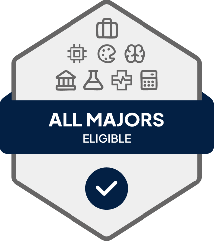 Badge with All Majors Eligible text 