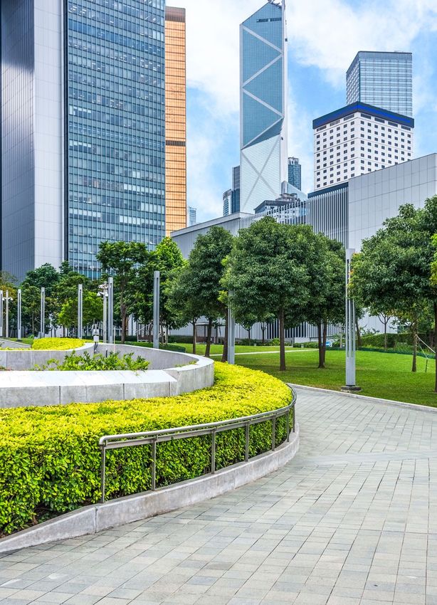Commercial Area With Beautiful Landscaping