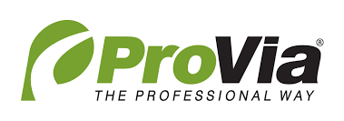 The provia logo is green and black and says the professional way.