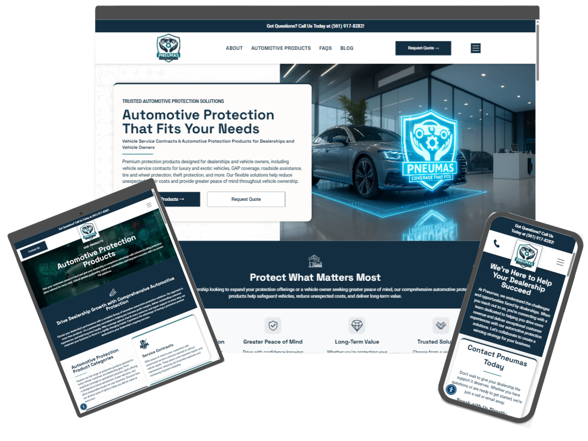 Responsive automotive protection website design
