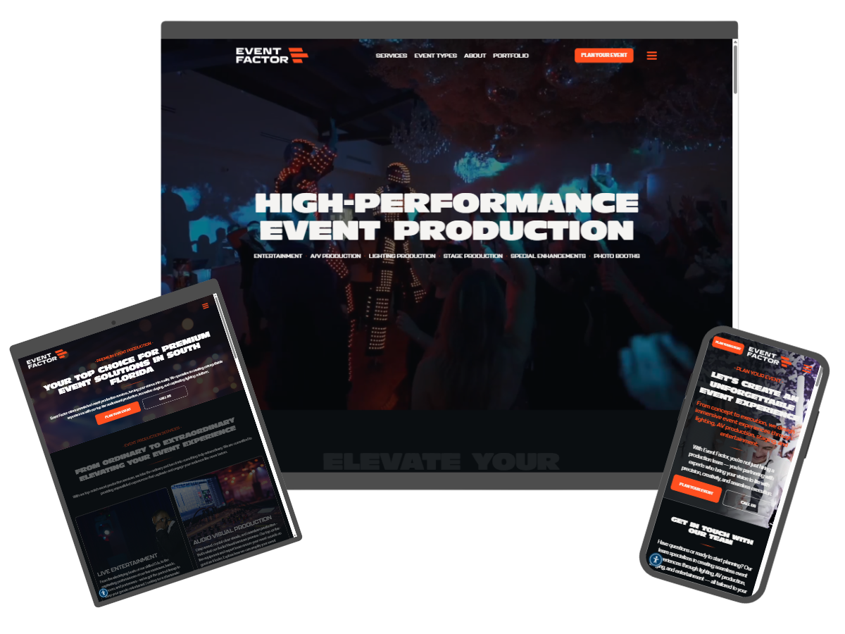 The Business Theory Event Production Website Design