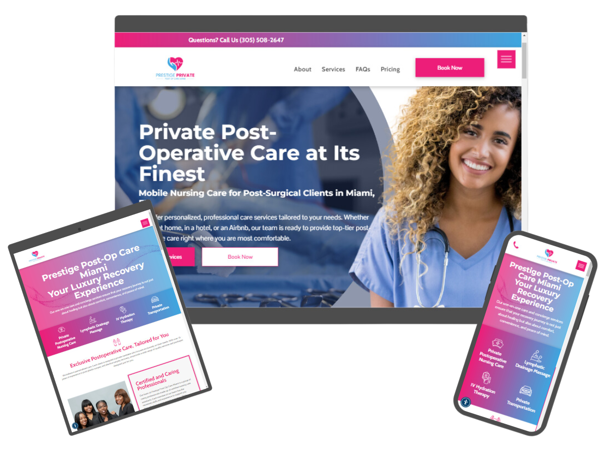 Prestige Private Post Op Care Miami Website Design
