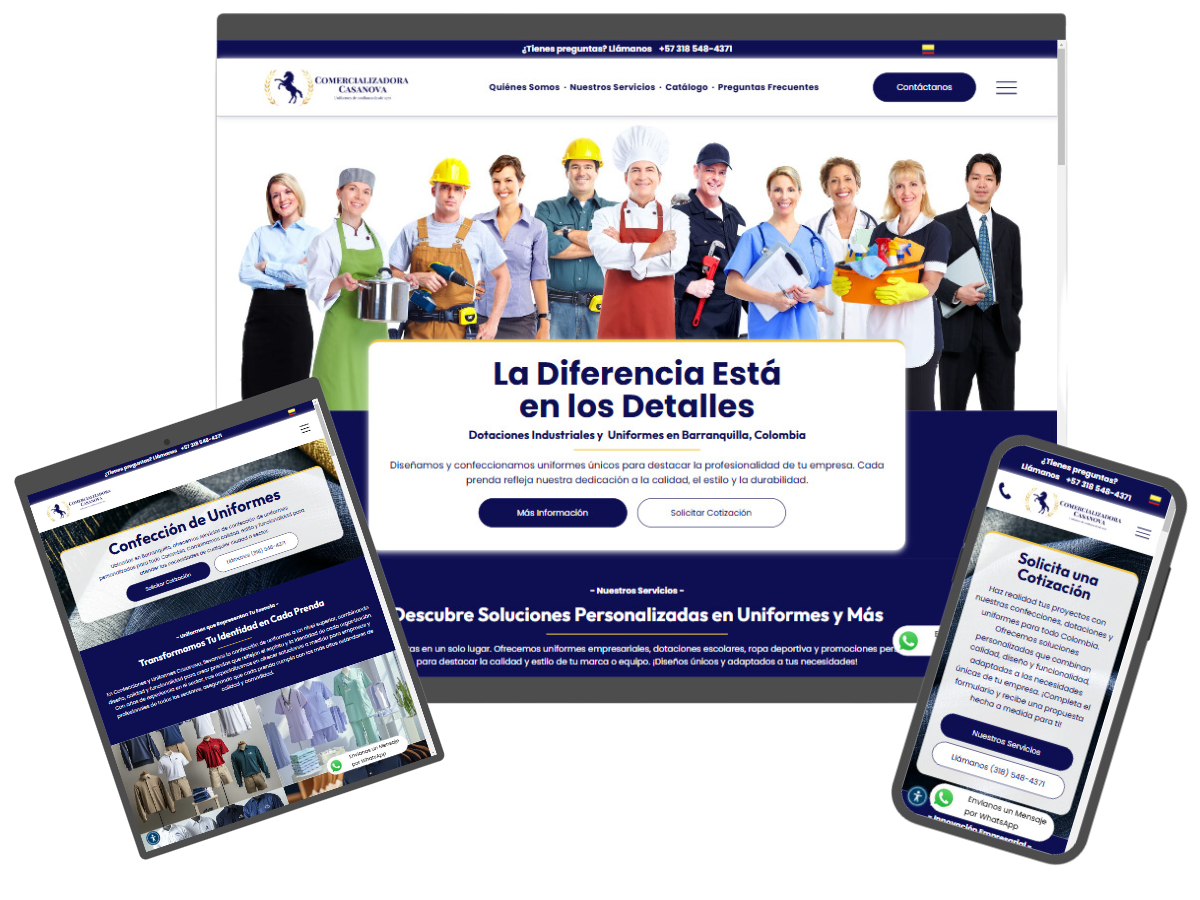 Website design for Uniform Manufacturer in Barranquilla