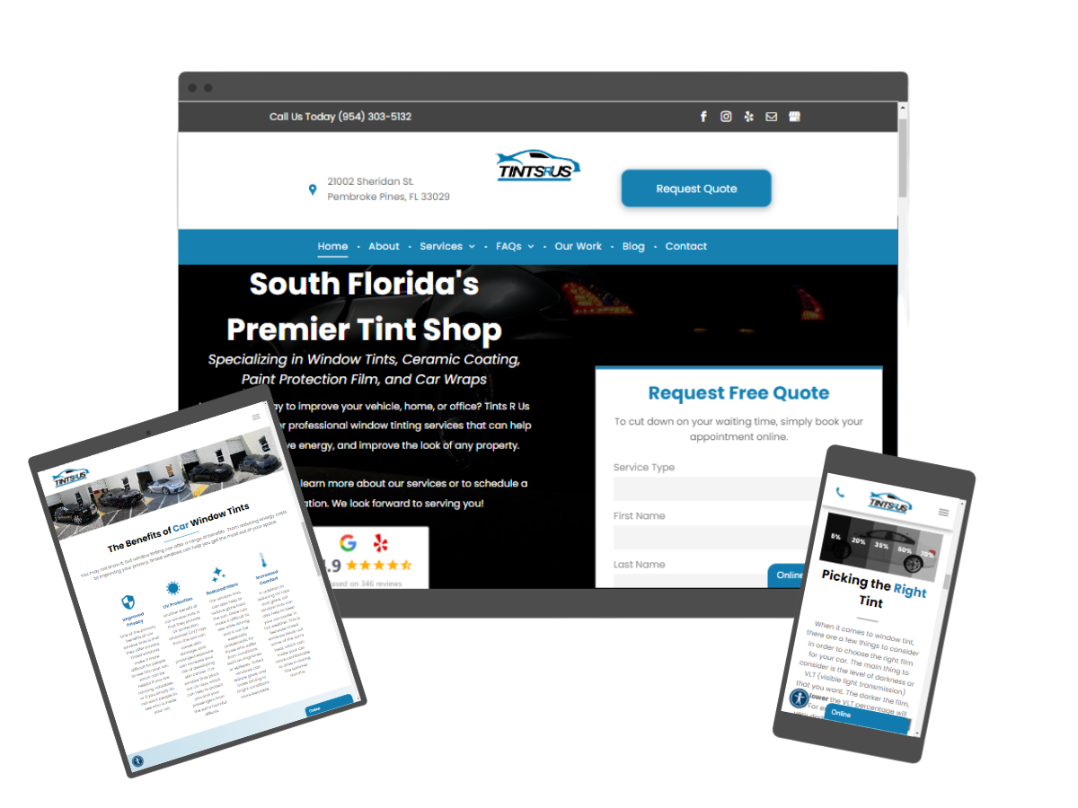 The Business Theory Window Tinting Website Design
