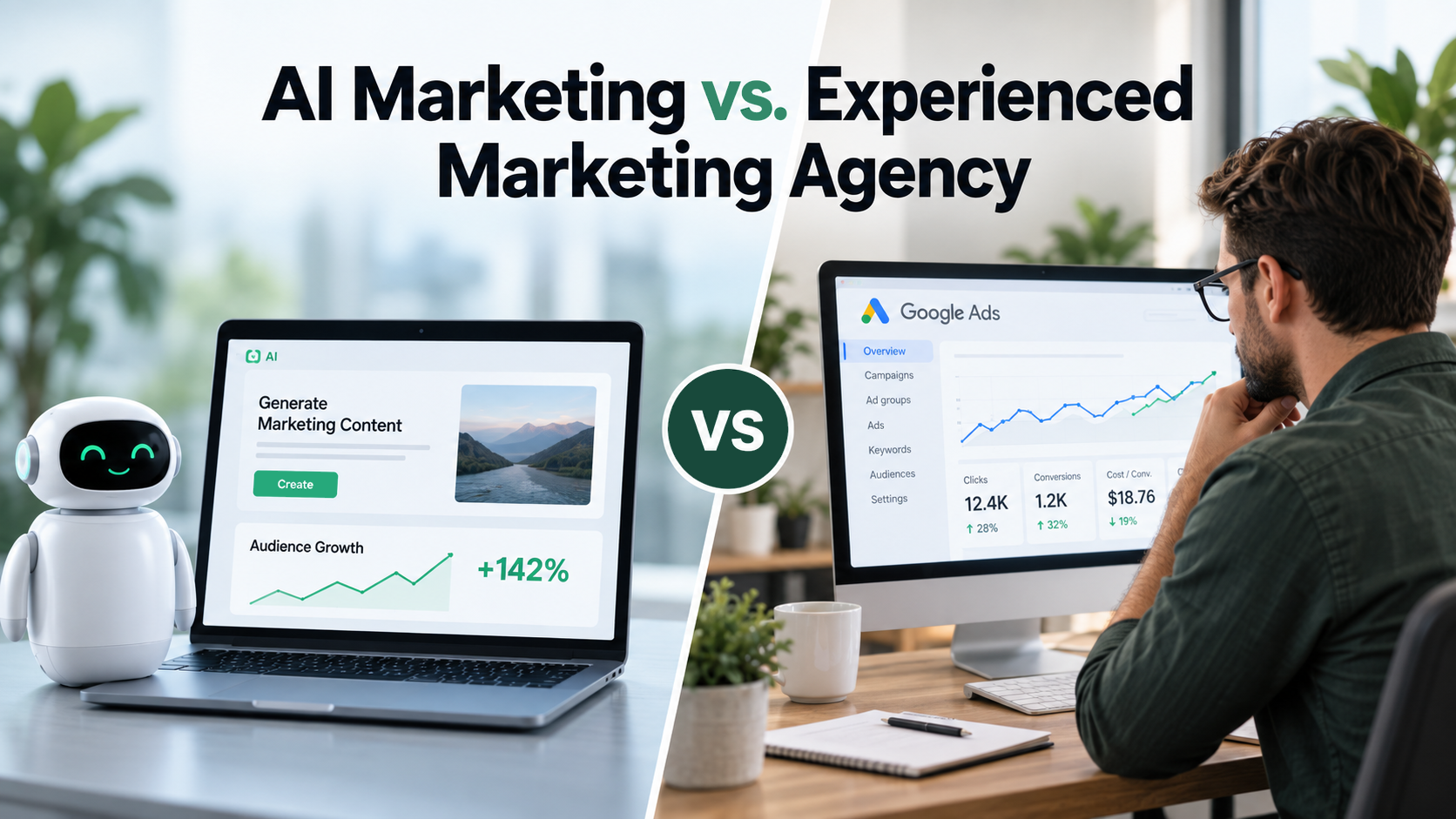 AI marketing vs experienced marketing agency for small business marketing