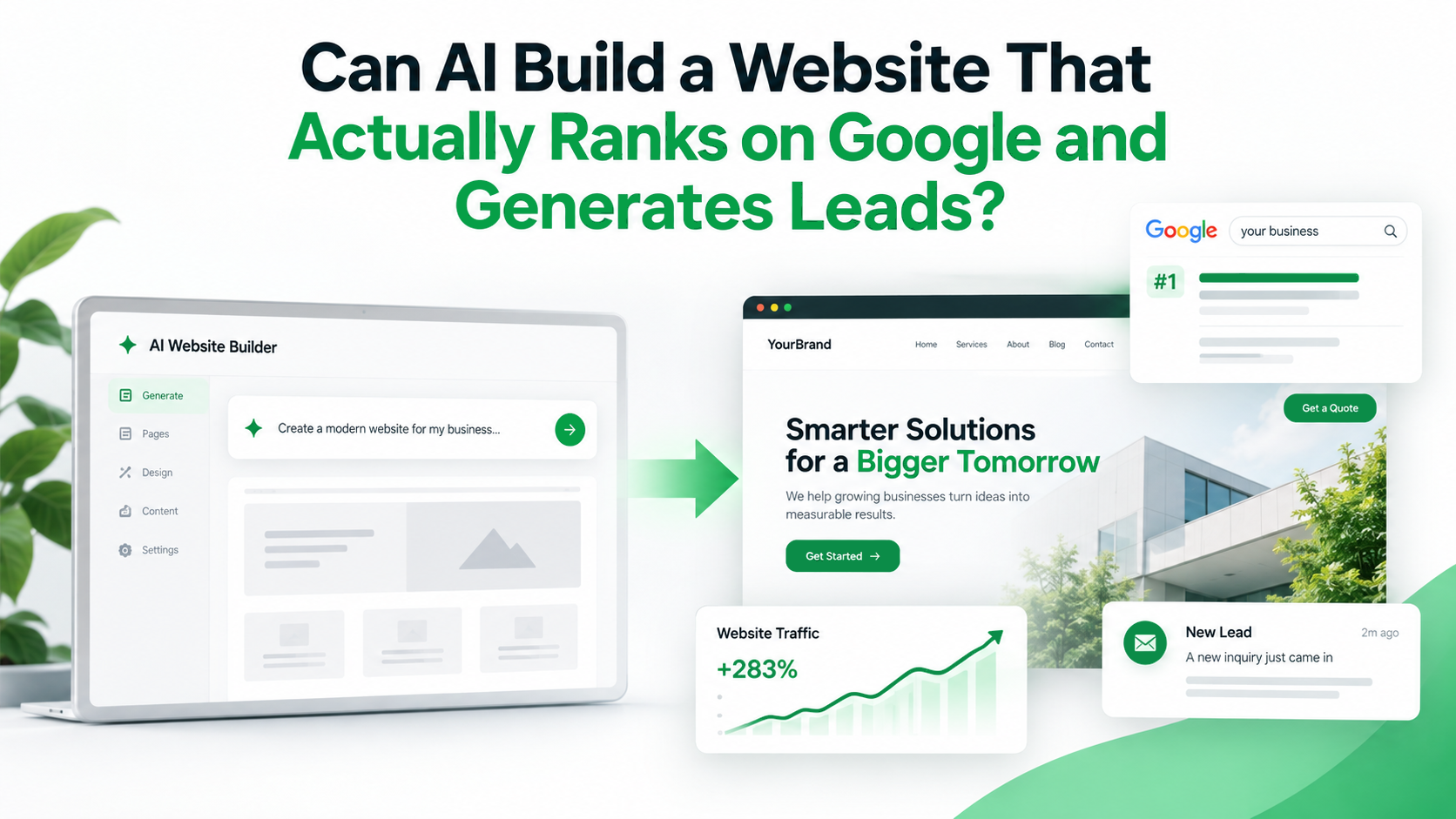 AI website builder ranking on Google and generating leads