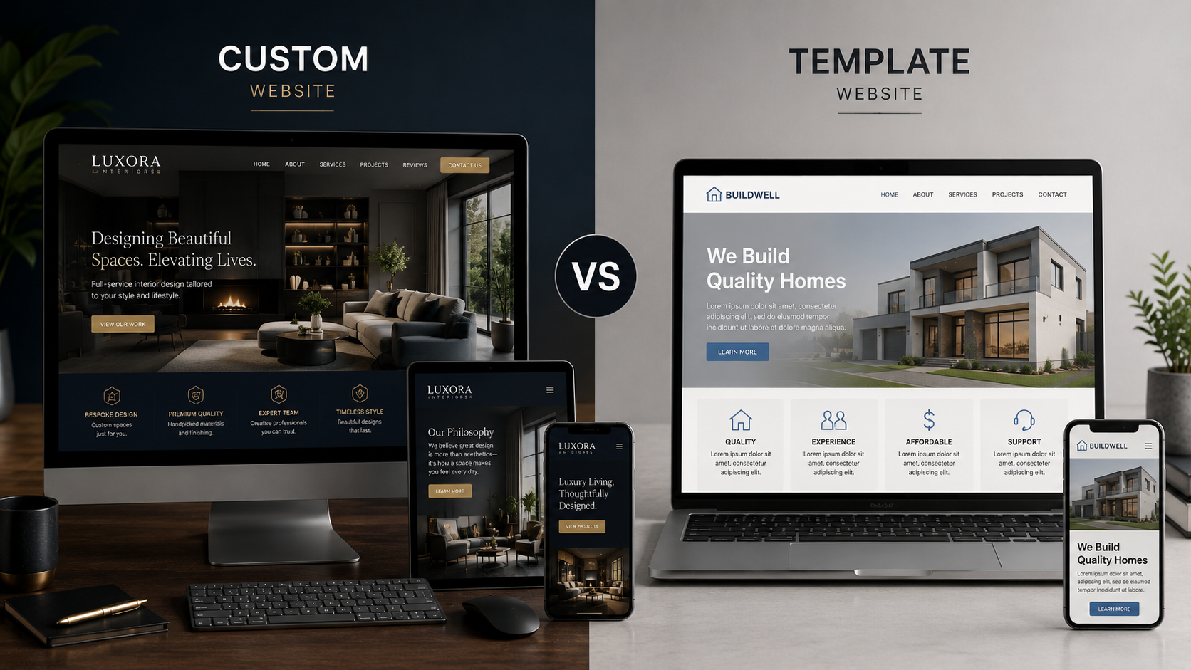 Custom website vs template website comparison