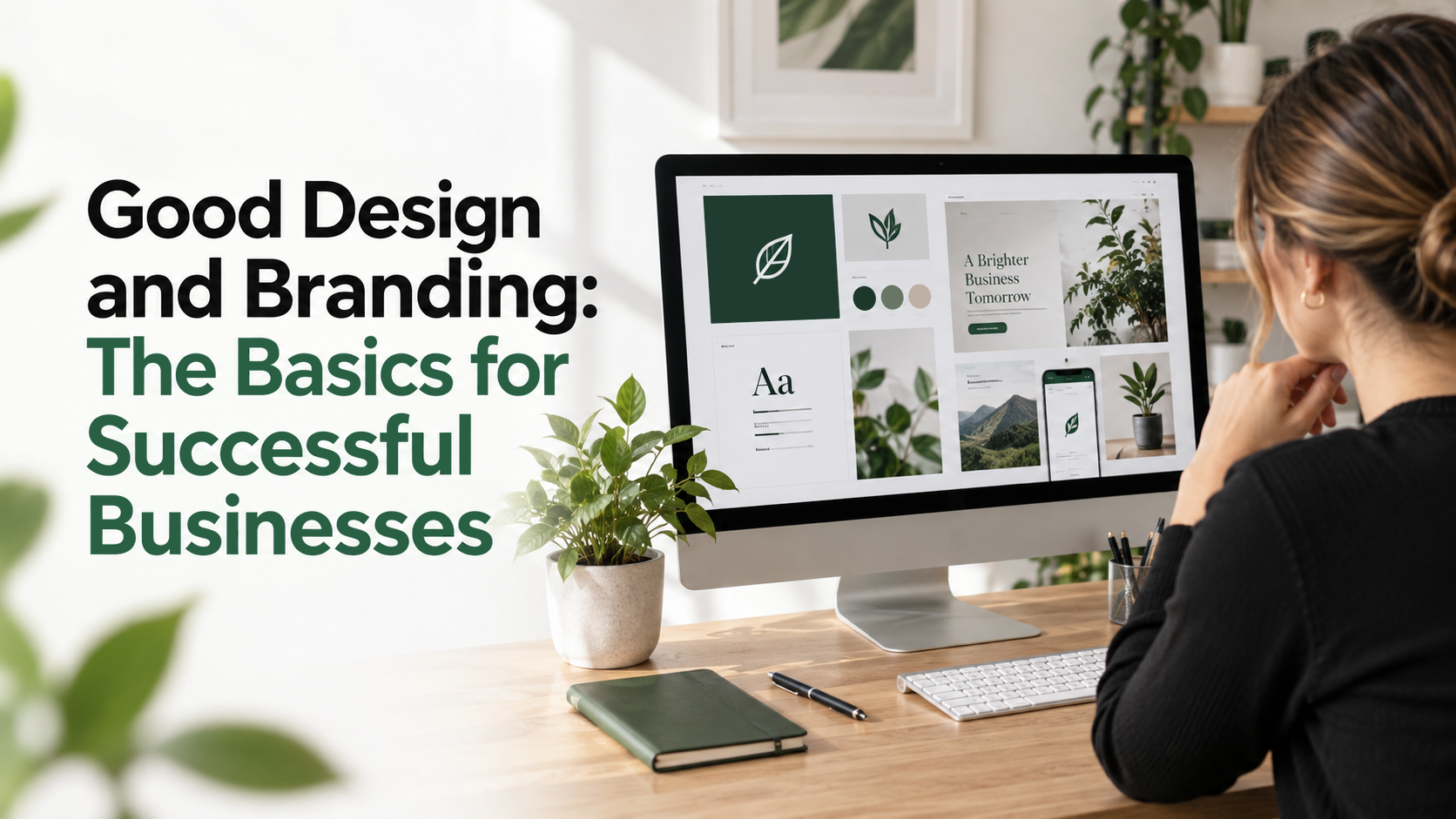 Business owner reviewing branding and website design
