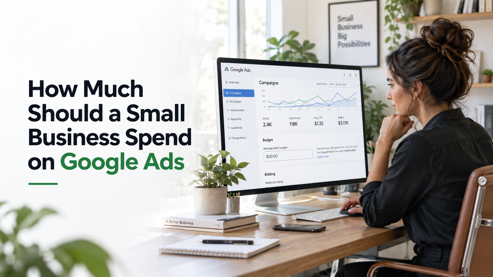 Small business owner setting a Google Ads budget