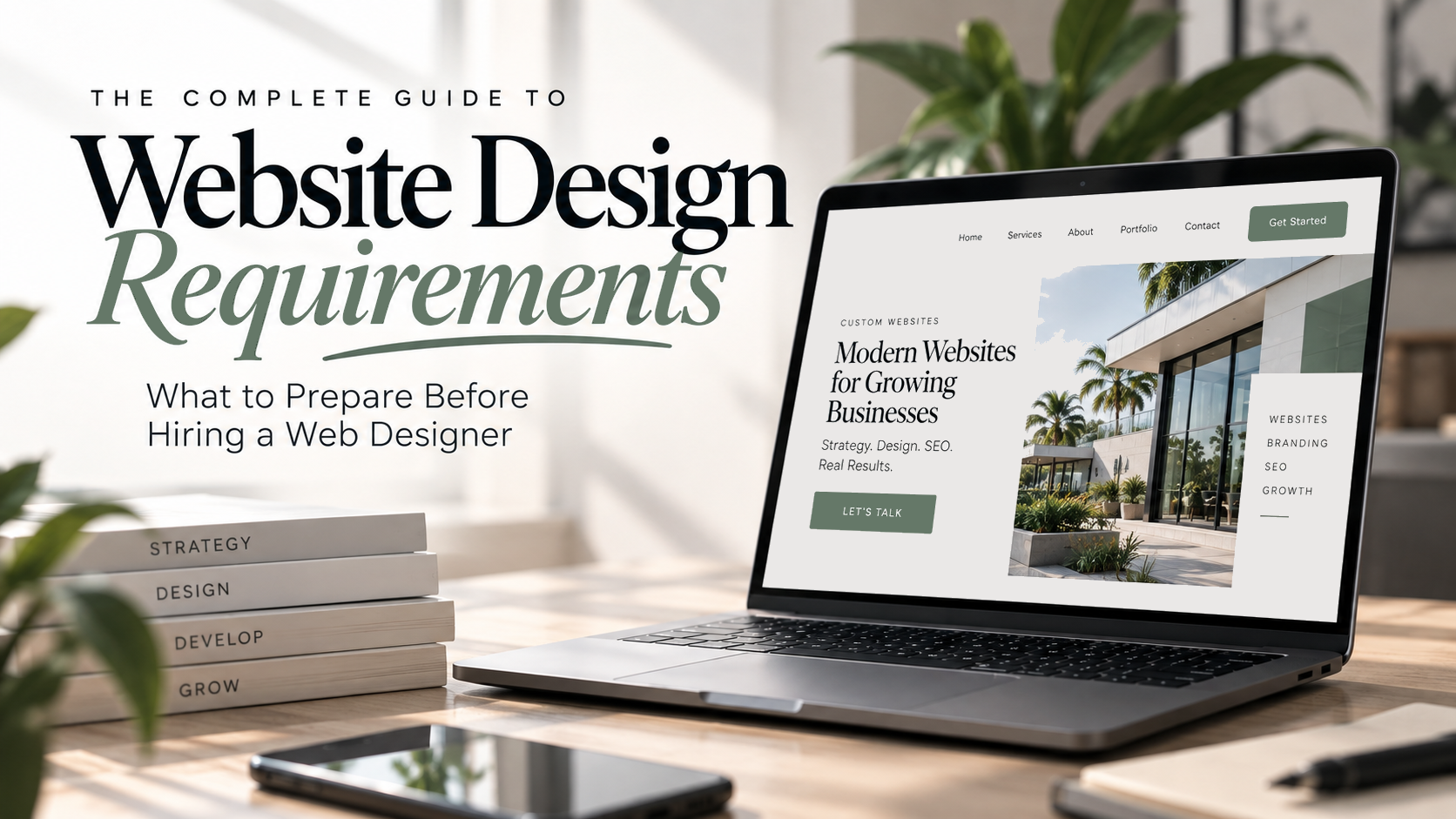 Website design requirements guide showing what businesses should prepare before hiring a web designe