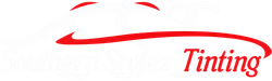 SouthernStylez Tinting logo in white and red with stylized car silhouette