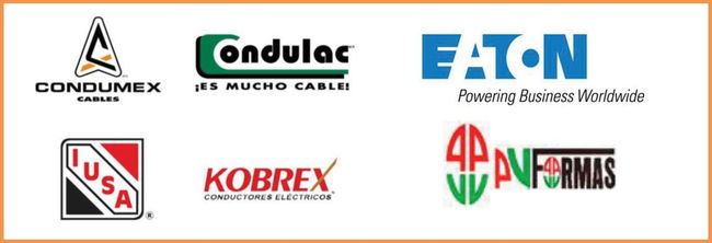 Un montón de logotipos que incluyen condulac eaton y kobrex