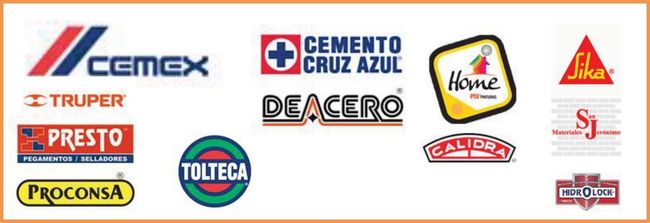 Un montón de logotipos sobre un fondo blanco, incluido cemex
