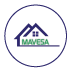 Un logotipo para una empresa inmobiliaria con una casa y una montaña en círculo.