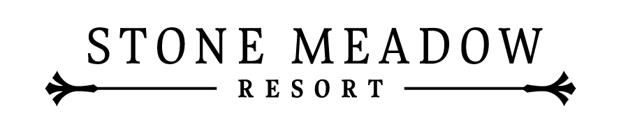 Stone Meadow Resort logo in black serif text with decorative horizontal lines on a white background