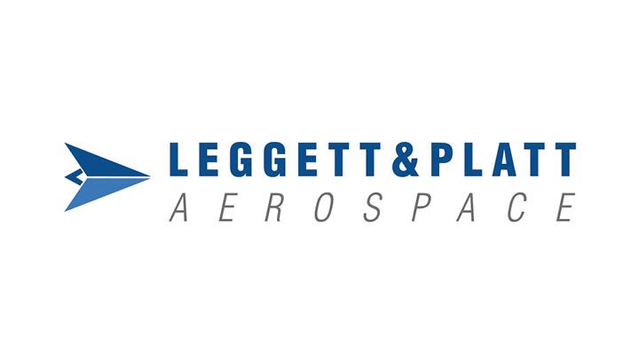 Leggett & Platt Aerospace logo: blue paper airplane and text 