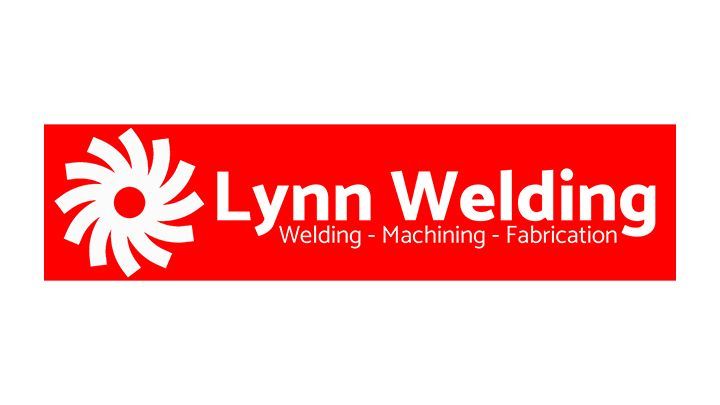 Logo for Lynn Welding, white text on red rectangle: welding services.