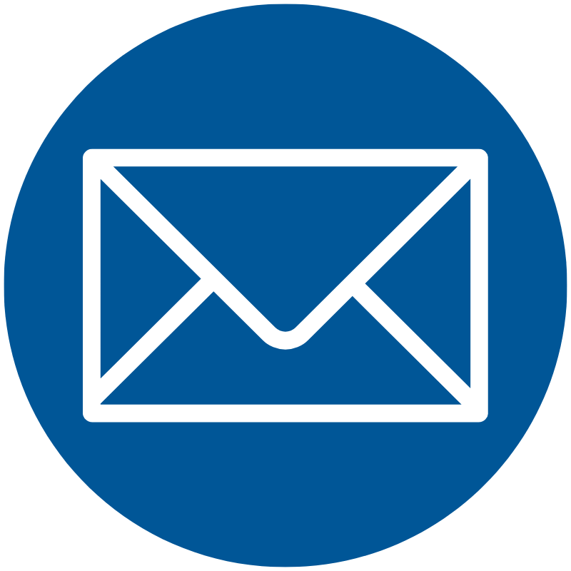 White envelope icon inside a blue circle