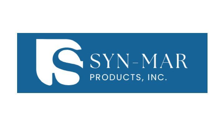 Blue rectangular logo with white stylized