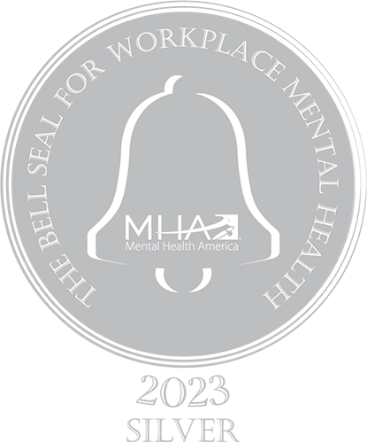 The bell seal for workplace mental health is silver for the year 2023.