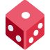 Pink dice icon with white dots on a white background