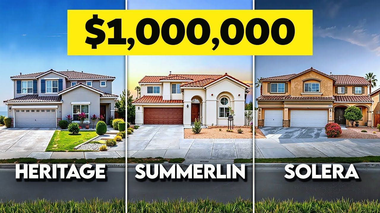 $1,000,000 banner over three suburban homes labeled Heritage, Summerlin, and Solera
