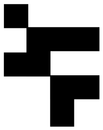 A black and white geometric shape on a white background.