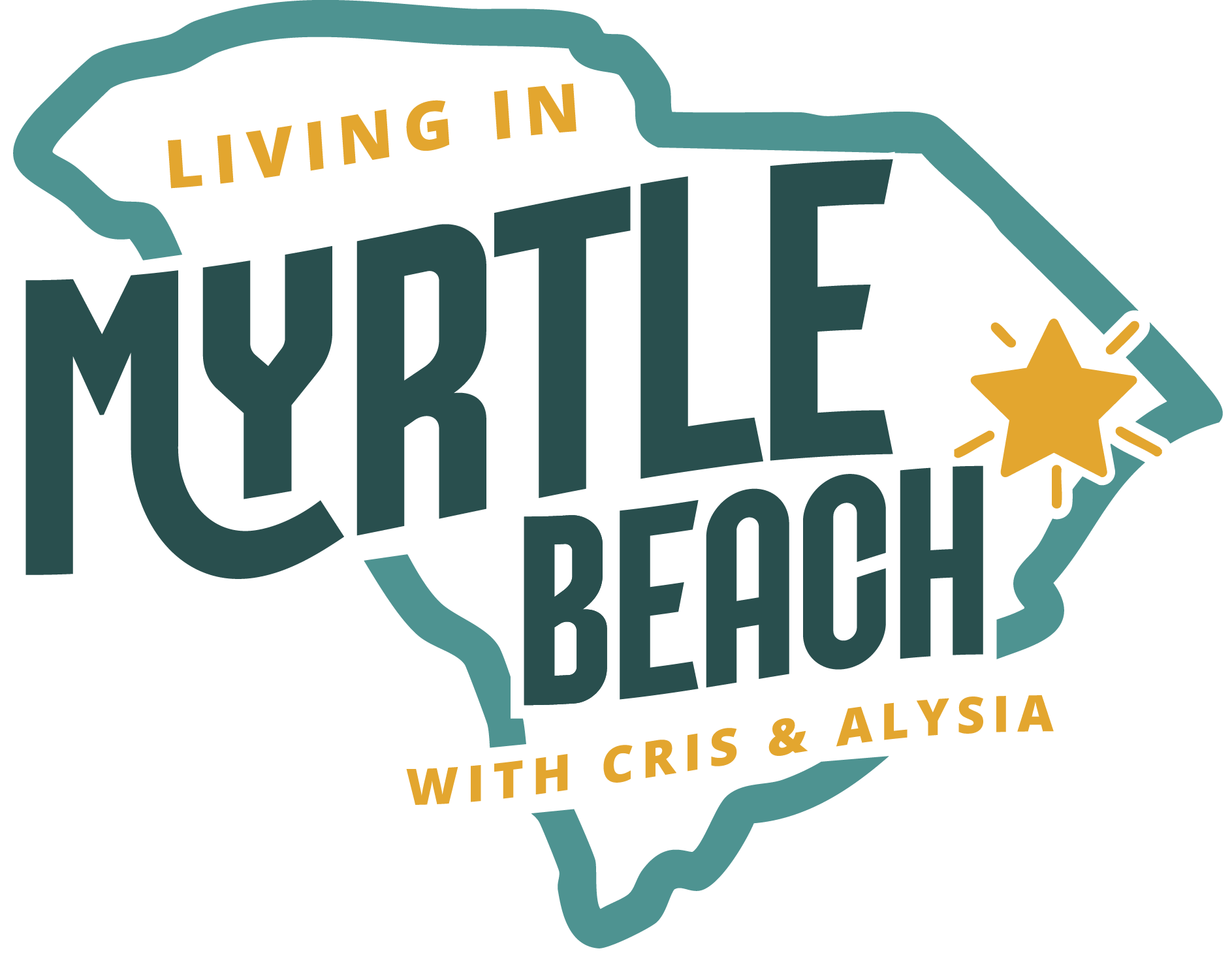 A logo for living in myrtle beach south carolina