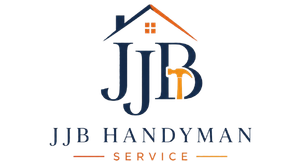 JJB Handyman Service logo with navy letters, orange roof icon, and gray text on white background