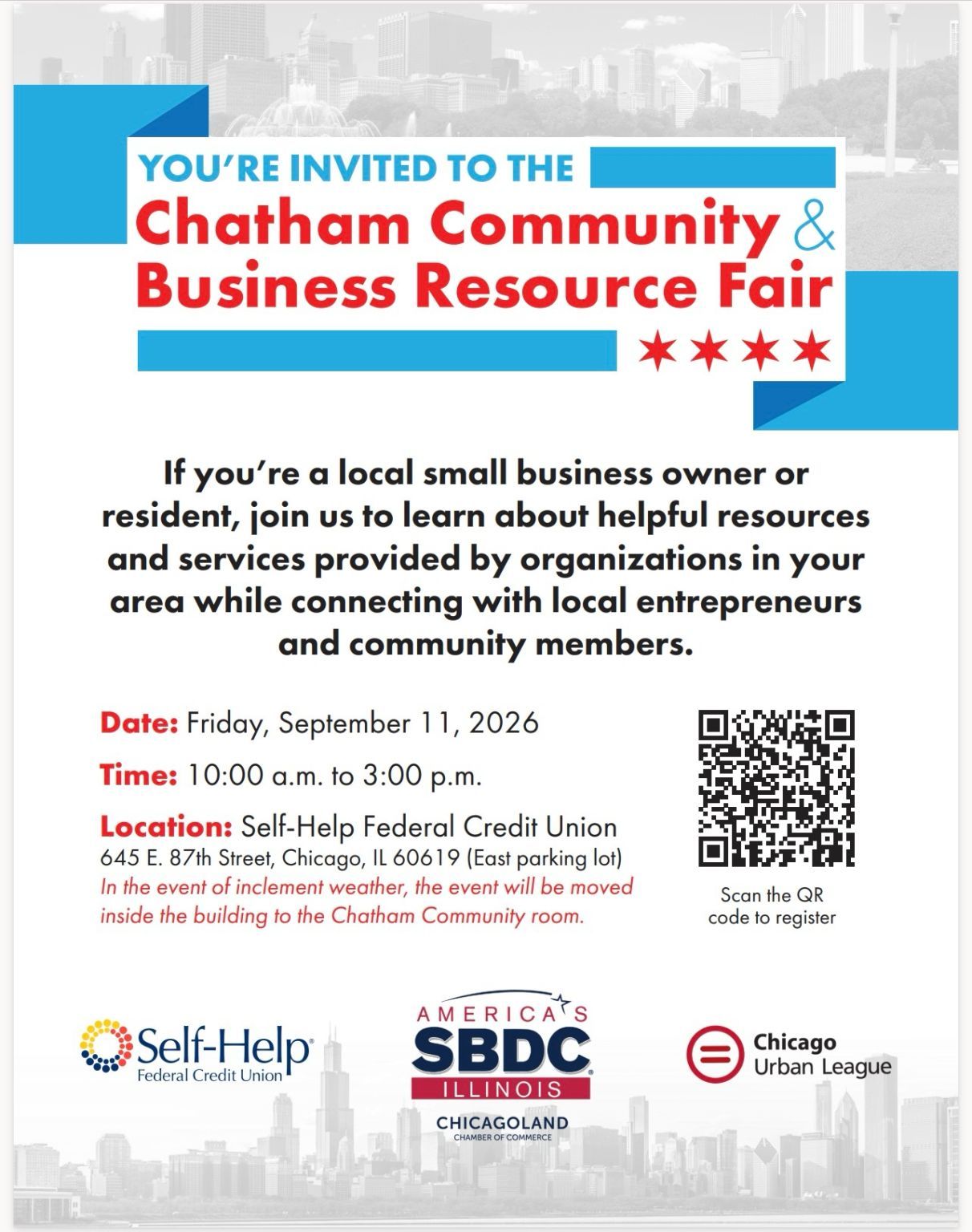 Flyer for Chatham Community & Business Resource Fair