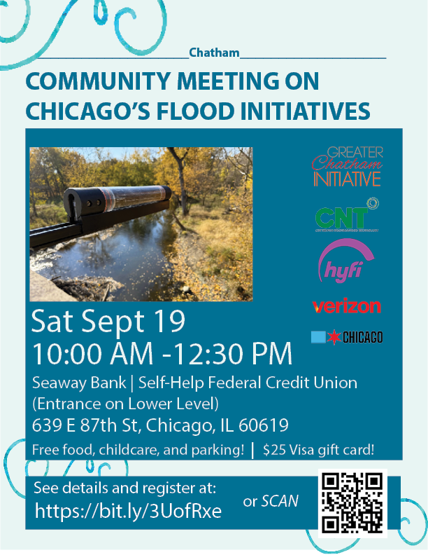 Flyer for Community Meeting on Chicago Flood Initiatives (September 19th)