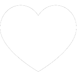 Outlined white heart shape on a plain background