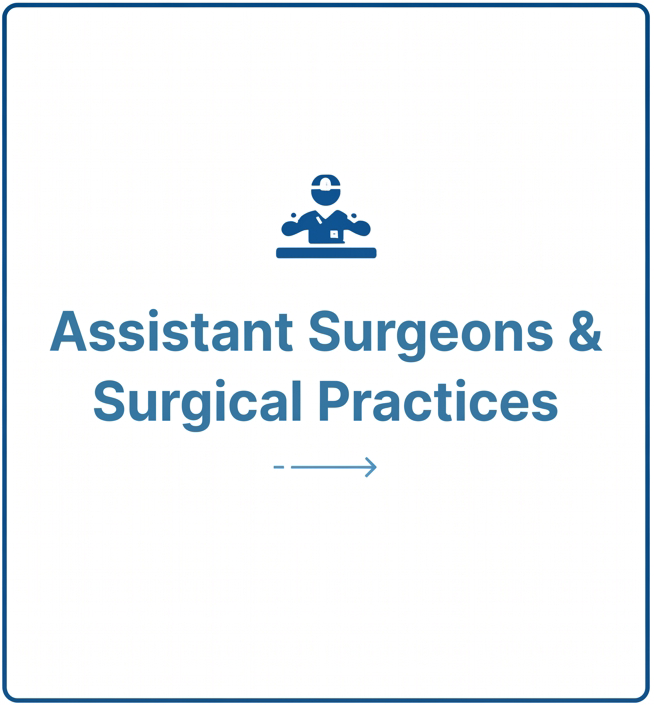Blue logo with surgeon icon and text “Assistant Surgeons & Surgical Practices” with a right arrow