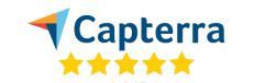 Capterra logo with blue text and five yellow stars underneath
