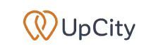 UpCity logo with an orange heart-shaped icon and gray-blue text on a white background