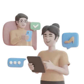una donna tiene in mano un tablet mentre un uomo tiene in mano uno smartphone .