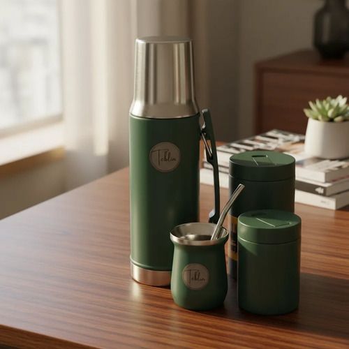 Set Matero Completo Acero Inox. Termo/mate/Yerbera/Azucarera/bombilla
