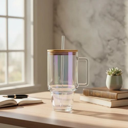 Vaso Quencher Vidrio C/tapa Bambú Y Sorbete Vidrio 700ml