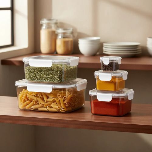 Set Organizador Acrílico Herméticos Rectangulares apilables x6un