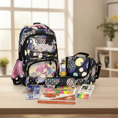 Set Kit Mochila + Cartuchera + Lunchera + Útiles Escolares 12 Piezas