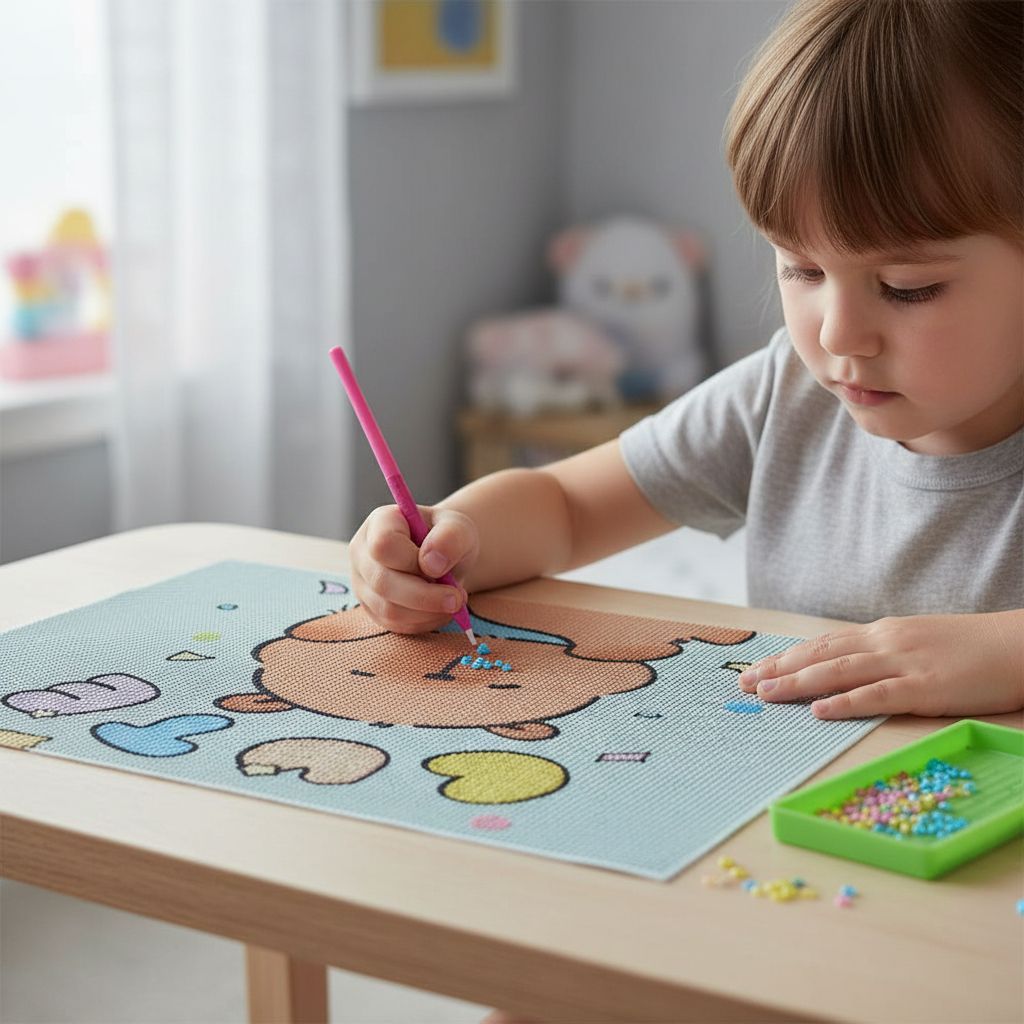 Kit Cuadro Pintura Diamantes 40x30 Cm Capibara Infantil Deco