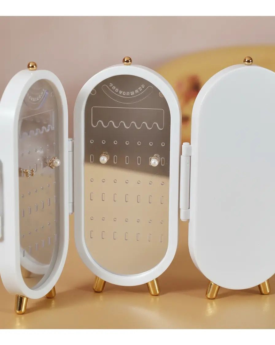 Alhajero Organizador Joyas Plegable 4 Paneles Con Espejo