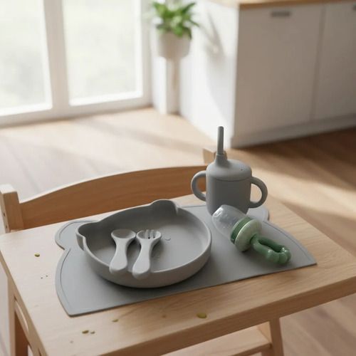 Set Alimentación P/bebé Silicona Completo Antideslizante 6pz